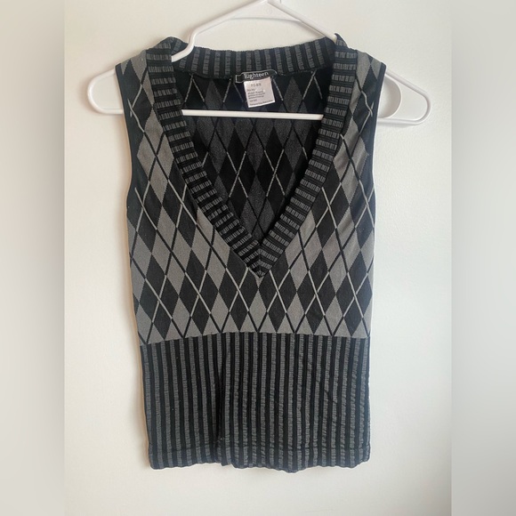 Y2K 2000s staple argyle sweater vest v neck - Picture 1 of 3